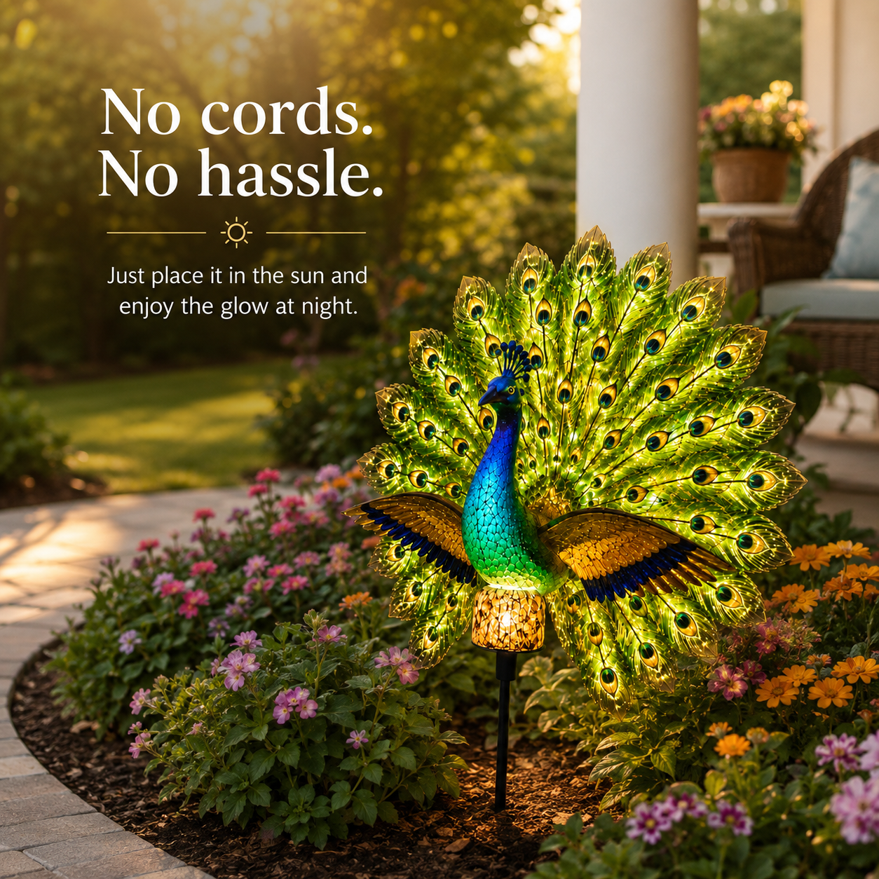 Solar Peacock Garden Sculpture