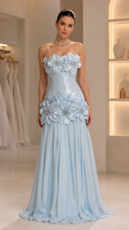 Floral Strapless Gown