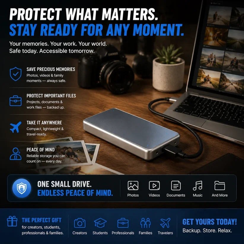 🔥 LAST DAY: 50% OFF – Portable External SSD to Protect Your Photos, Videos & Important Files