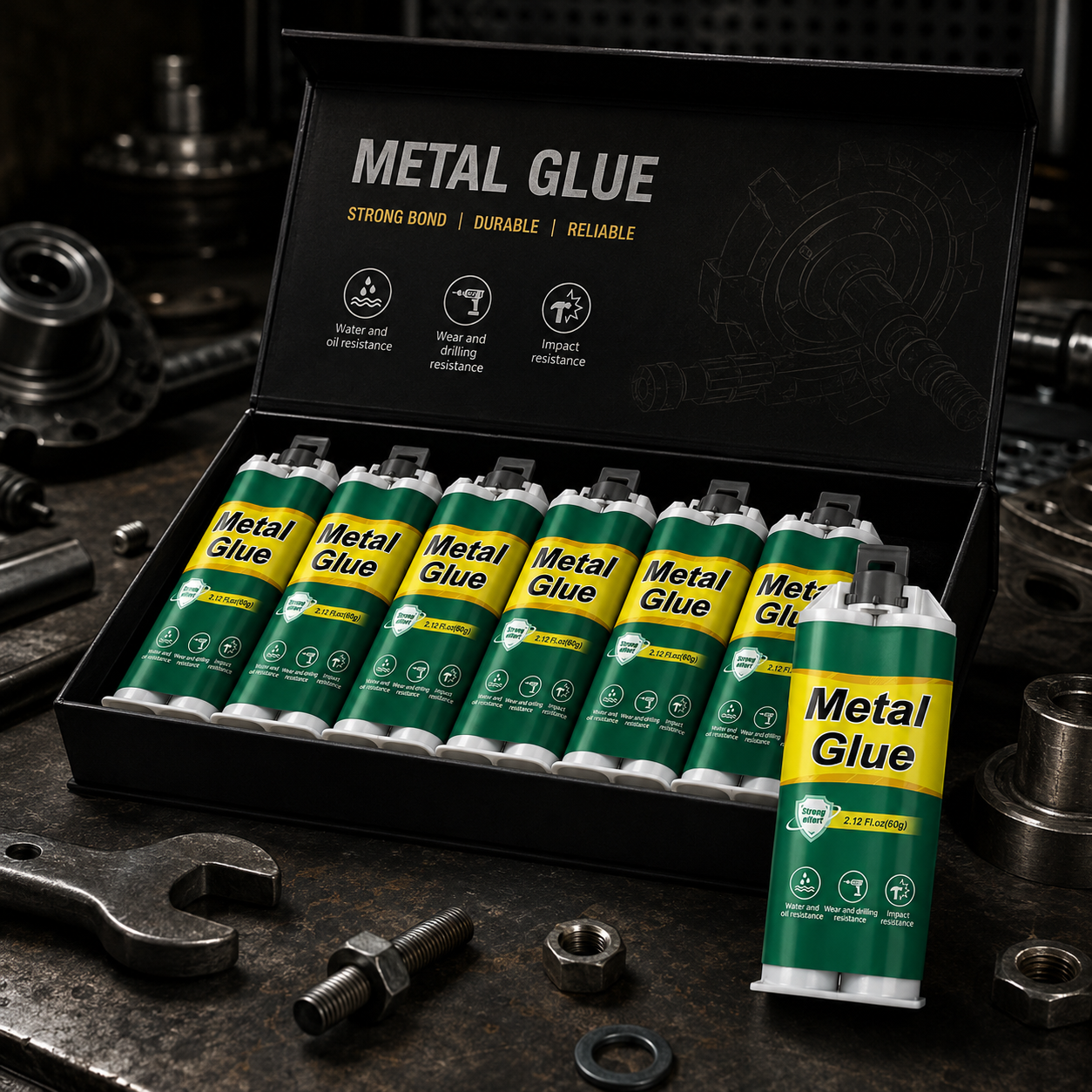 Metal Glue Heavy Duty 60g Strong Putty Epoxy Filler | Metal Repair Glue Heavy Duty for Ceramic Wood Glass Automotive Plumbing DIY Construction Stainless Steel
