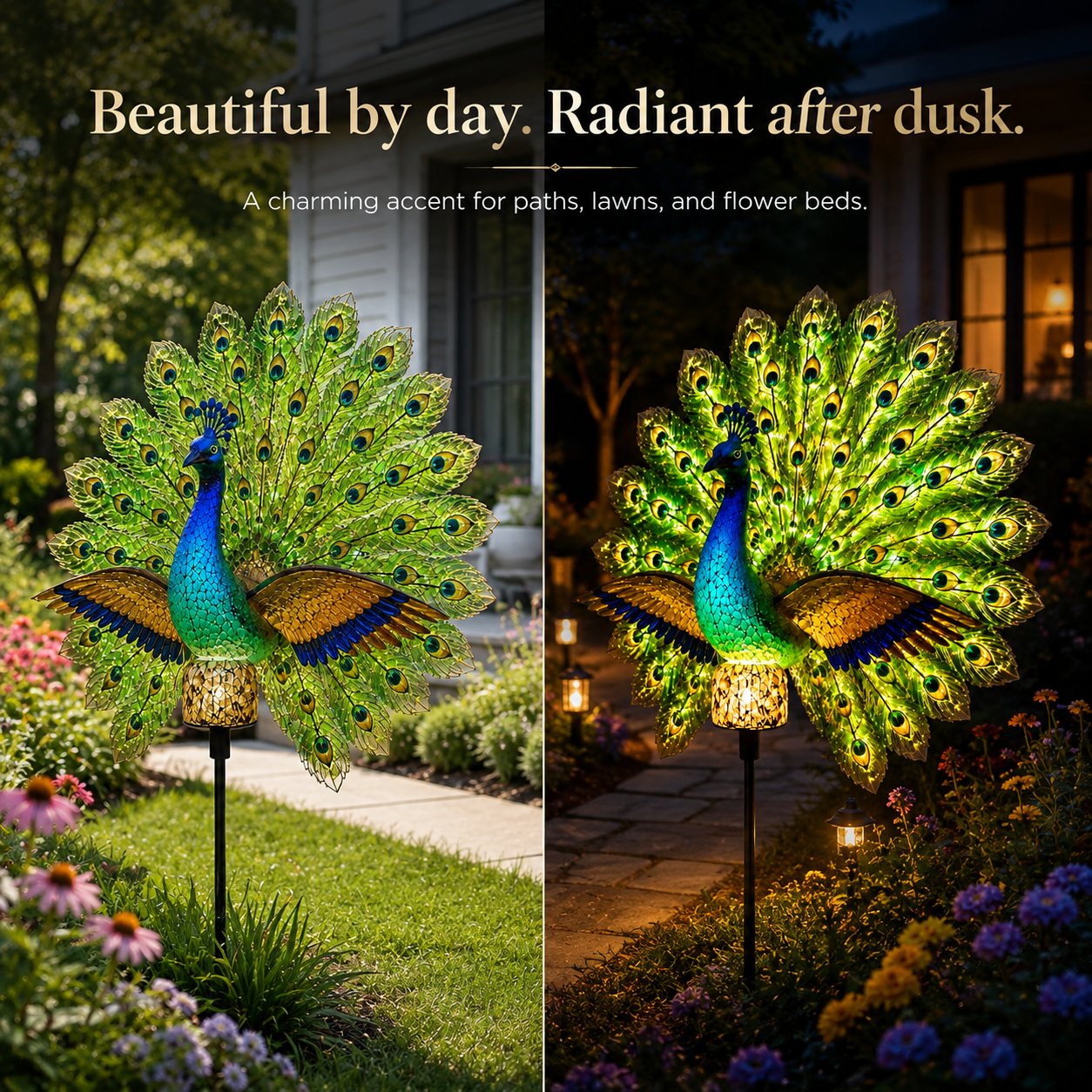 Solar Peacock Garden Sculpture