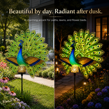 Solar Peacock Garden Sculpture