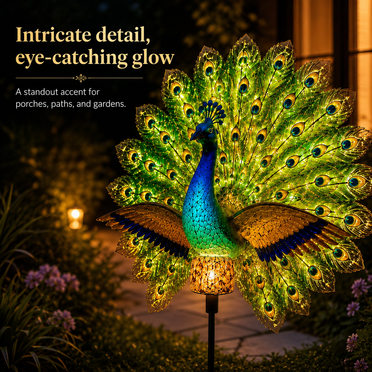 Solar Peacock Garden Sculpture