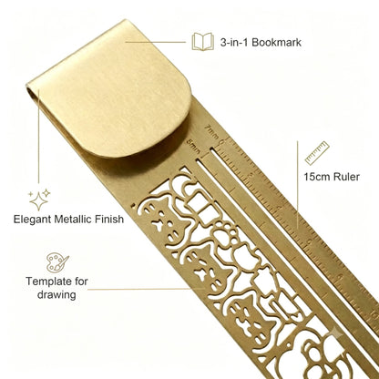 🐱✨ Cat Lover’s 3-in-1 Metal Bookmark Ruler | Bookmark, Ruler & Stencil